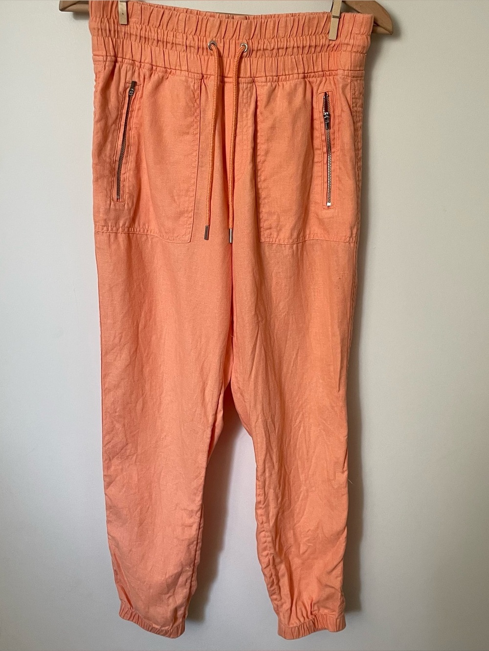 Athleta Cabo Linen Jogger Pants Coral Pink Size 4